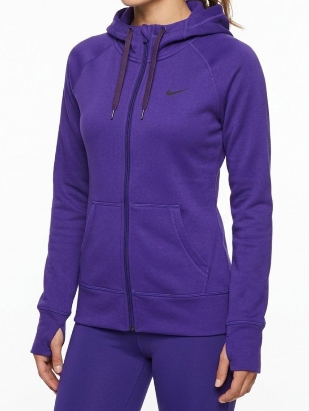 Nike Therma-FIT Purple Full Zip Hoodie Athletic Workout Jacket Women's Sz XS